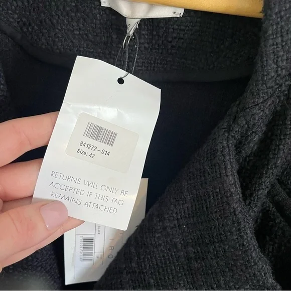 IRO Cauley Coat Fringe Moto Style Navy Tweed Jacket - Picture 9 of 12